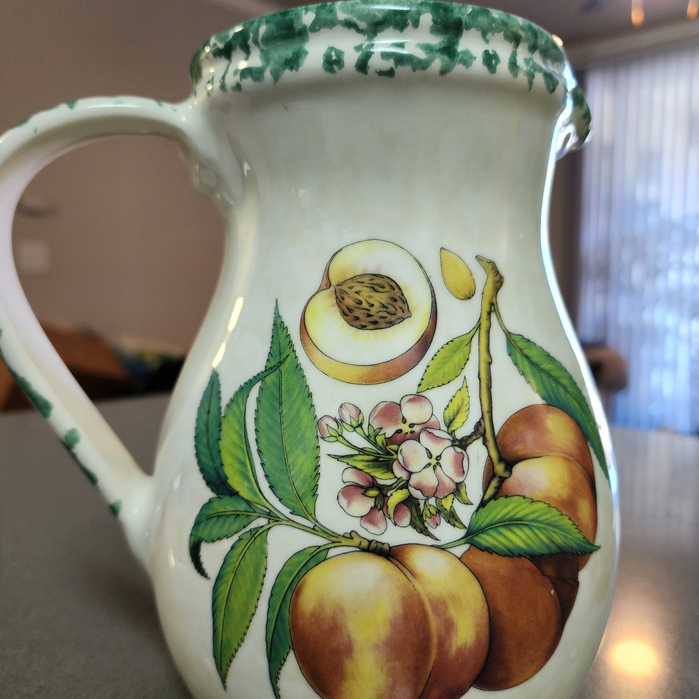 Floral and Fruit Ceramic Pitcher